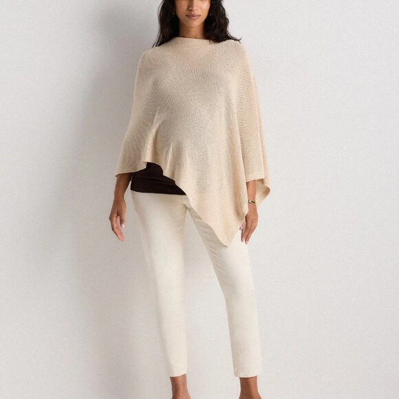 Quince Lightweight Cotton Cashmere Nursing Shawl in Oatmeal - Picture 2 of 3